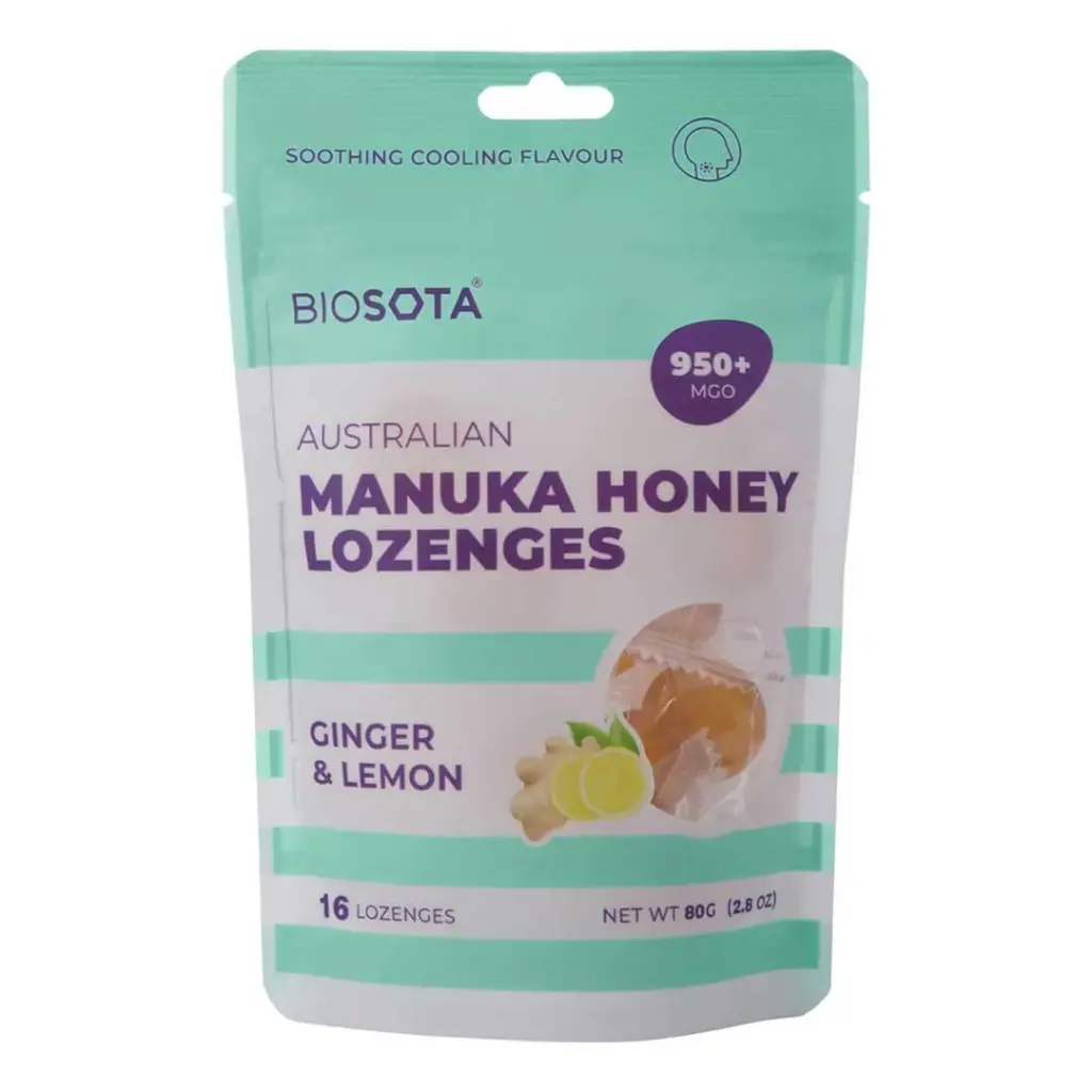 [BIOSOTA] Manuka Honey Lozenges Ginger And Lemon (16 pcs)