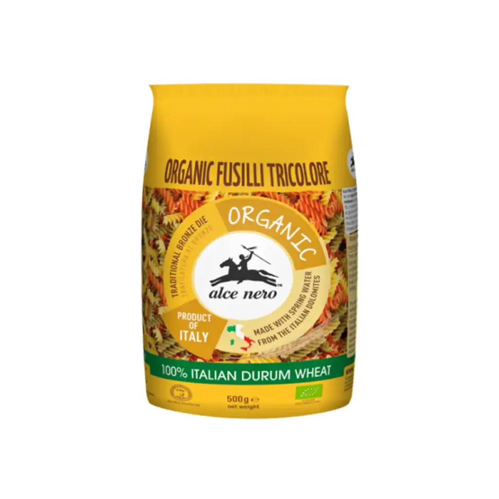 [ALCE NERO] Organic Fusilli Tricolore 100% Italian Durum Wheat (500g)