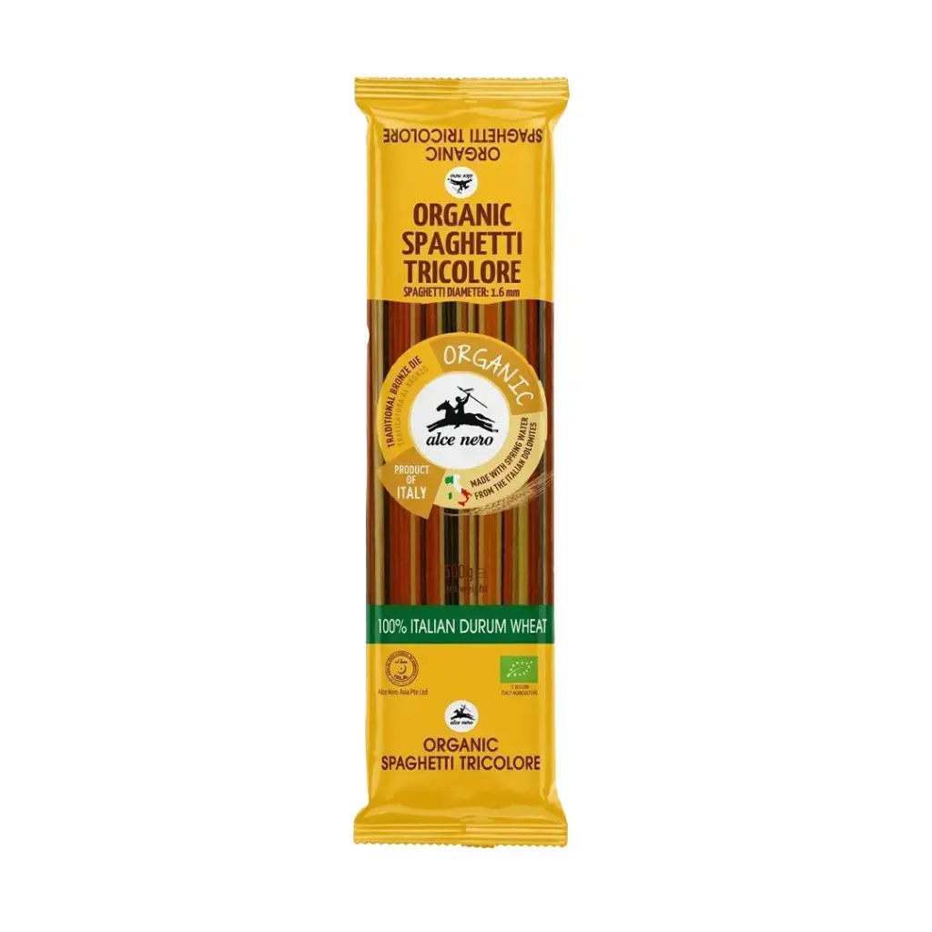 [ALCE NERO] Organic Spaghetti Tricolore 100% Italian Durum Wheat (500g)