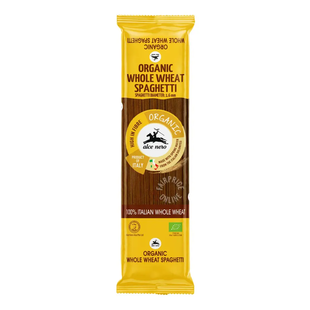 [ALCE NERO] Organic Whole Wheat Spaghetti 100% Italian Whole Wheat (500g)