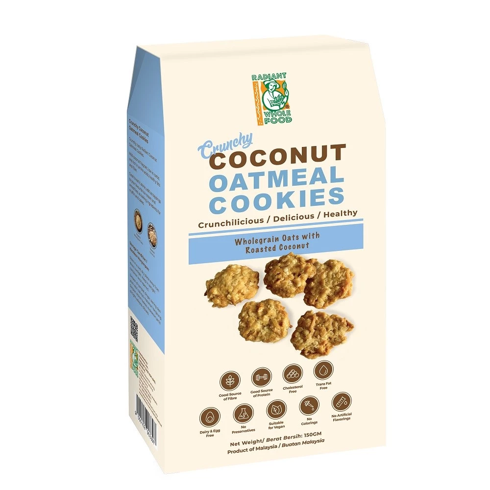 [RADIANT WHOLE FOOD] Crunchy Coconut Oatmeal Cookies (150g)