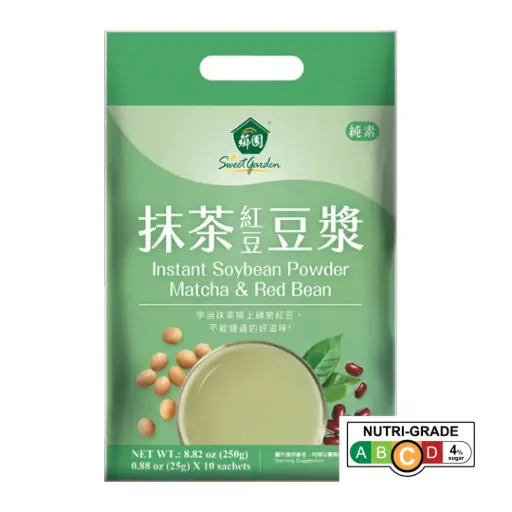 [BEV-NTR-25GX10-1369] [SWEET GARDEN] Instant Soybean Powder Matcha & Red Bean (25g x 10 pkt)