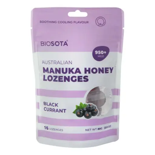 [HLW-ORM-GDIS-16PC-518] [BIOSOTA] Manuka Honey Lozenges Black Current (16 pcs)