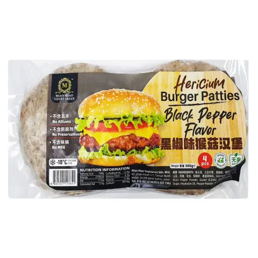 [FRZ-PLT-300G-409] [MIAO MIAO] Hericium Burger Patties Black Pepper Flavour (300g)