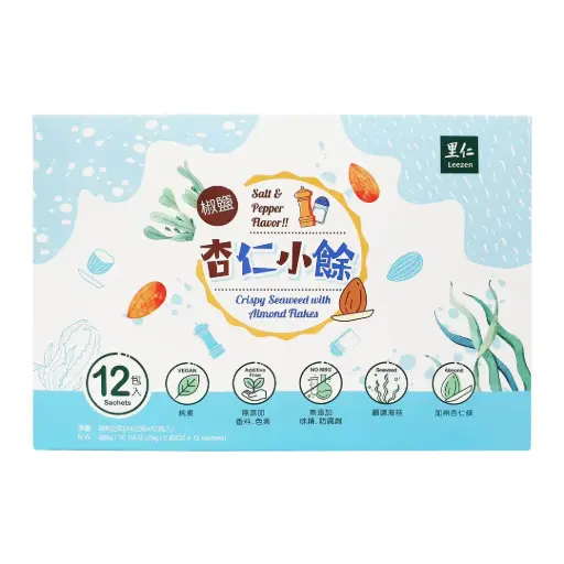 [LEEZEN] Crispy Seaweed with Almond Flakes (Salt and Pepper Flavor) (24g x 12 pkt)