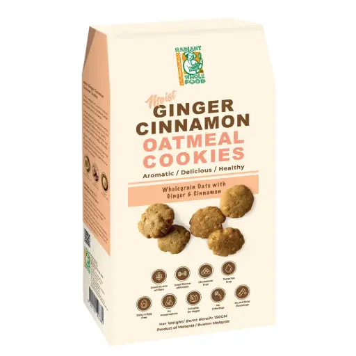 [SNC-BIS-150G-991] [RADIANT WHOLE FOOD] Moist Ginger Cinnamon Oatmeal Cookies (150g)